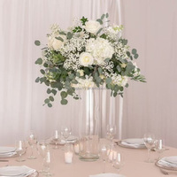 Boule de fleurs en soie aspect naturel 50 cm, motif feuille de saule, pour décoration de mariage et de baby shower, MoKtong, couleur ivoire