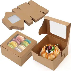 Kotak makanan penutup kue Muffin, kue mangkuk kustom transparan kotak kemasan kue Mini dengan jendela untuk makanan penutup