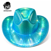 Chapeau de cowboy holographique personnalisé avec paillettes brillantes pour fêtes, voyages, sports et activités de plein air – Prix usine, vente en gros