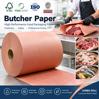 Rouleaux de papier d'emballage pour viande de boucher à haute résistance à l'humidité pour la vente en gros, feuilles de papier d'emballage pour viande crue