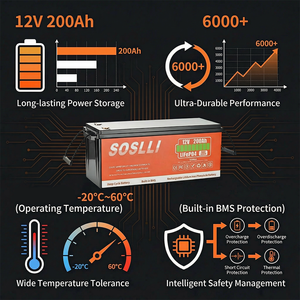 Batterie au lithium avancée SOSLLI 12,8 V 100 Ah, 6000+ cycles, pour <span class=keywords><strong>Van</strong></span> Life, conversion Sprinter, énergie solaire hors réseau, <span class=keywords><strong>ESS</strong></span> - Product Image 6
