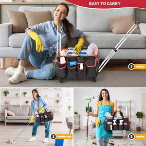 Sac à roulettes pour le nettoyage domestique, organisateur de matériel et produits de nettoyage, bac de rangement roulant pour les femmes de <span class=keywords><strong>ménage</strong></span>, sac à roulettes - Product Image 5