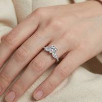 Bague en argent S925 avec moissanite taille cœur et trois pierres, pierre latérale en forme de poire, pour fiançailles et demande en mariage, bijoux fins pour femme