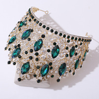Couronne de mariée en alliage, accessoire de mariage de style européen, couronnes et diadèmes luxueux, design feuille, strass, diadème réglable