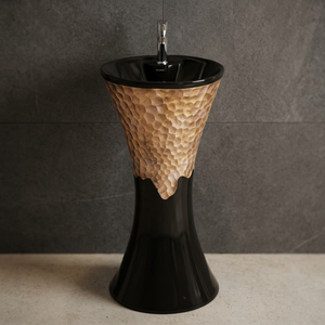 Lavabo sur pied moderne pour la maison et l'hôtel, en céramique noire et blanche, articles sanitaires - Product Image 4