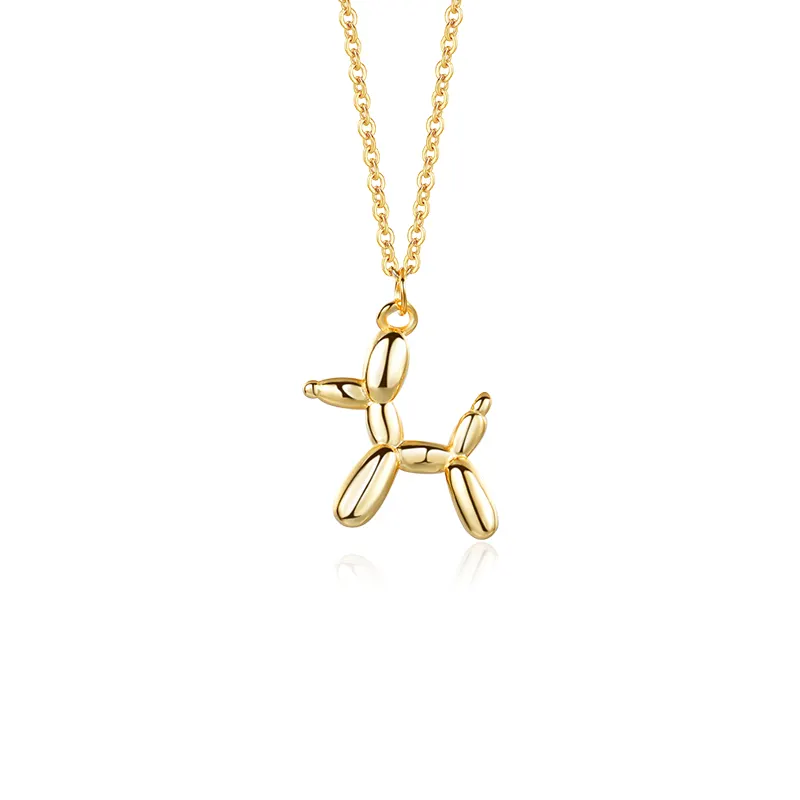 925 Sterling Silver 18K Gold Fine Jewelry Unique Dog Shape Pendant Necklace for Women