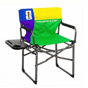 Sedia da Regista Compatta per la FIFA World Cup 2026 con Portabicchieri Integrato e Tavolino Laterale Pieghevole per Posti a Sedere in Zone Tifosi di Calcio per Interni ed Esterni - Product Image 1