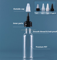 Botella de plástico transparente PET con tapa giratoria, dispensador de escurrir 30ml, 60ml, 100ml, 120ml, 180ml, 250ml, 4oz, 6oz, pigmento de tinta de tatuaje, salsa, ketchup