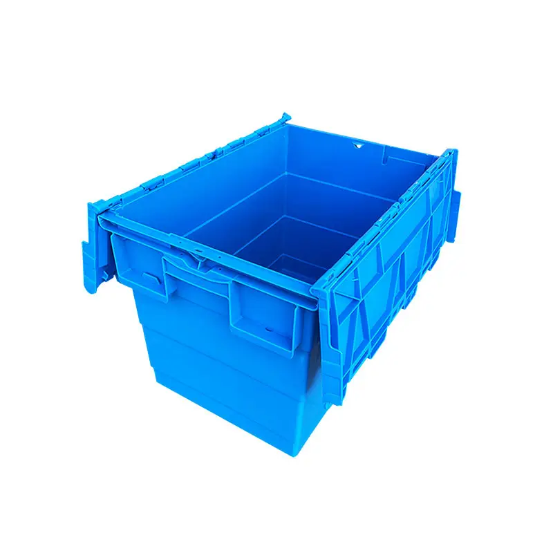 Derun กล่องเก็บของเคลื่อนที่60L ถังขยะพลาสติกแบบวางซ้อนกันได้นำมาใช้ใหม่ได้พร้อมฝาล็อค