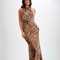 Robe de soirée sexy respirante sans dos, sans bretelles, à imprimé léopard, pour femmes en été