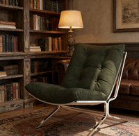 Fauteuil de détente individuel, style Bauhaus minimaliste et luxueux, avec dossier et pieds en métal, pour salon et mobilier de maison