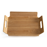 Plateau de service incurvé en bois naturel écologique de couleur bois, plateau de service en bois de grande taille, plateau de rangement