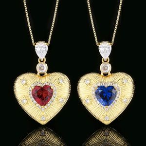 Wholesale 10mm Heart Cut Red Cubic Zirconia Jewelry Eco-friendly Copper Gold Plated Heart Pendant Necklace for Women Daily Wear - Product Image 2