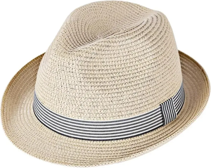 Unisex Panama <b>Hat</b> Toquilla Straw Wide Brim Striped <b>Band</b> Beach Sun <b>Hat</b> Adult Summer Fedora - Product Image 3