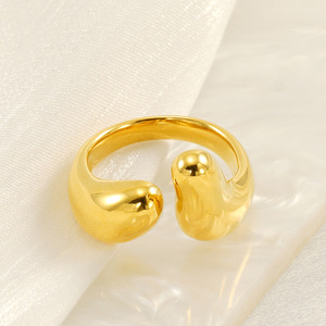 Golden <b>Open</b> Geometric <b>Ring</b> For Women 18k Gold Plated Fashion Jewelry Gift - Product Image 1