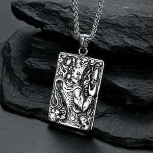 Collana da uomo in acciaio inossidabile Buddha Vintage stile cinese stile Vintage retrò Ming gioielli Unisex in acciaio al titanio - Product Image 6