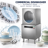 Lave-vaisselle commercial automatique à capot, trois pompes, en acier inoxydable 304, pour hôtel, restaurant, cuisine