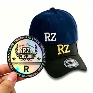 Autocollant holographique rond personnalisé RZ avec logo estampé or pour accessoires de mode et visières de casquettes - Product Image 1