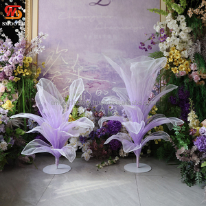 Décoration de mariage et de fête d'anniversaire LEDA, arbre en fil violet moderne très vendu, grande fleur en organza - Product Image 3