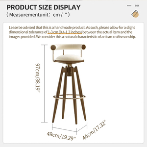Taburete de <span class=keywords><strong>Bar</strong></span> Giratorio Clásico Británico de Mediados de Siglo, de Madera de Fresno, con Asiento Acolchado, para Isla de Cocina, Silla de <span class=keywords><strong>Bar</strong></span> de Lujo para Pub, <span class=keywords><strong>Bar</strong></span> o <span class=keywords><strong>Restaurante</strong></span> Comercial - Product Image 6