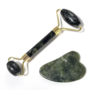 green <b>jade</b> <b>roller</b> gua sha kit face lifting anti-aging beauty tools gift ideas for a skinccare - Product Image 1