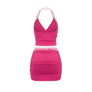 Viviblook C26ST161 Women Summer <b>Set</b> New Solid Color <b>Sexy</b> Sleeveless Halter Backless Tank Top Mini Skirt 2 Piece <b>Set</b> - Product Image 6