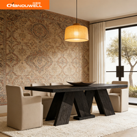 Table à manger rectangulaire en chêne massif minimaliste et durable avec chaises confortables pour appartements, hôtels, restaurants et maisons