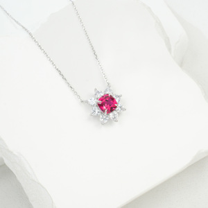 925 laboratory cultivates <b>ruby</b> pendant <b>necklace</b> - Product Image 2