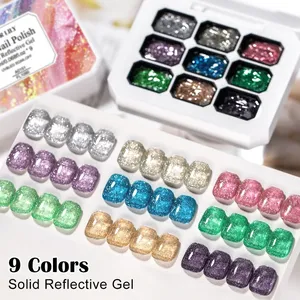 9 Colors Solid Reflective Pat Painting <b>Gel</b> <b>Nail</b> Polish <b>Set</b> Shiny Long Lasting Soak Off UV LED <b>Gel</b> Varnish <b>Nail</b> Art Decorations - Product Image 4