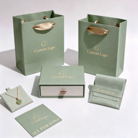 Kit d'emballage cadeau de luxe personnalisé avec logo FSC pour bijoux, boîte à tiroir, sac en papier pour boucles d'oreilles, collier, ensemble de boîtes à bijoux