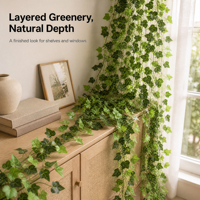 Lianes de Plantes Artificielles Suspendues Murales, Feuilles de Rotin et Branches pour Décoration Extérieure, Jardin, Maison – Fausse Plante Verte en Soie et Plastique