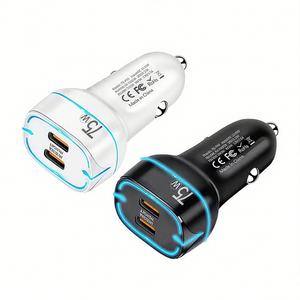 Cargador de Coche USB-C de 2 Puertos y 75W a Precio Económico, Carga Rápida, Accesorios Universales Pequeños para Teléfono Móvil - Product Image 1