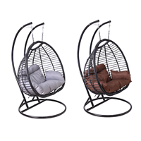 Balançoire suspendue en métal antirouille de haute qualité personnalisée, au design tendance, pour patio et balcon, chaise en rotin pour l'extérieur avec support