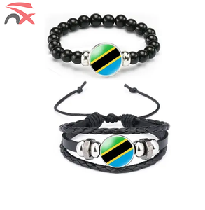 Bracelet Ornemental Souvenir Touristique Noir Élégant à Motif Personnalisé Drapeau National <span class=keywords><strong>de</strong></span> la <span class=keywords><strong>Tanzanie</strong></span> - Product Image 1