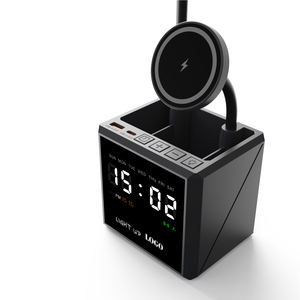 Lampe de bureau multifonctionnelle 3 en 1, station de charge magnétique sans fil, double réveil, chargeur de téléphone sans fil Magsafered 15W - Product Image 6