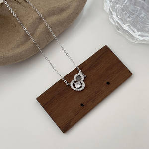 925 Sterling Silver Platinum-Plated Gourd Pendant Necklace <b>for</b> Women - Stylish <b>Sweet</b> Dainty Luxury Jewelry - Product Image 5