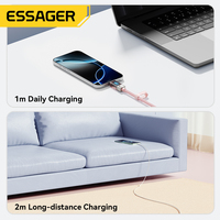ESSAGER ES-X76, ponsel Laptop Tipe C ke kabel pengisian cepat PD 3.1 240W tampilan Digital kabel pengisi daya Usb C UNTUK Iphone