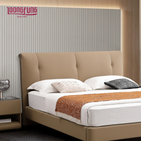 LOONGFUNG Lit personnalisé King Queen Size en cuir pleine fleur souple avec sommier à lattes en bois de pin et tête de lit capitonnée – Mobilier de chambre