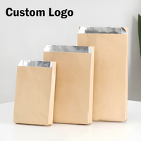 Sacs en papier personnalisés avec logo, doublés aluminium, résistants à la graisse, biodégradables, pour emballage alimentaire (BBQ, Kebab), vente en gros, faible MOQ