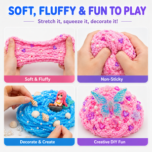 Kit de <span class=keywords><strong>slime</strong></span> nuageux pour enfants avec breloques thématiques, pot de <span class=keywords><strong>slime</strong></span> DIY doux, moelleux et non collant, crème glacée, océan, papillon, vente en gros OEM - Product Image 4