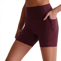 Shorts de yoga moulants taille haute en nylon à séchage rapide pour femme, avec poches, effet push-up, sensation seconde peau, pour la course et le fitness