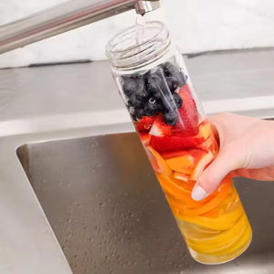 Bouteille d'eau en verre de haute qualité 500 ml avec logo, nouvelle bouteille d'eau en verre avec couvercle doré - Product Image 4