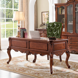 European-style <strong>Solid</strong> <strong>Wood</strong> <strong>Desk</strong>, Vintage Chic Office <strong>Desk</strong>, Luxury Computer <strong>Desk</strong>, Writing <strong>Desk</strong>, Home Office Furniture - Product Image 3