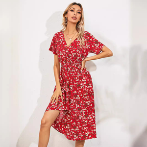 Meilleures ventes Robes de soirée pour femmes Vêtements décontractés <span class=keywords><strong>grande</strong></span> <span class=keywords><strong>taille</strong></span> à imprimé floral à manches courtes Vêtements décontractés pour femmes - Product Image 3