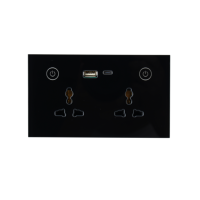 Enchufe de Pared WiFi Tuya 16A, Universal con USB y Tipo-C, Enchufe US/EU/UK, de Vidrio y Plástico Industrial, 2 Tomas de Corriente Alterna