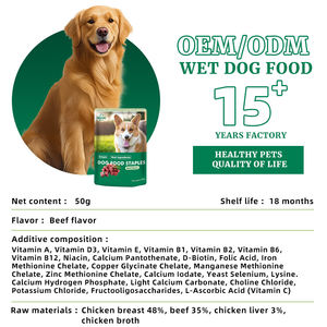 OEM sfuso <span class=keywords><strong>cibo</strong></span> per animali domestici all'ingrosso della fabbrica 50g ad alta nutrizione proteica <span class=keywords><strong>cibo</strong></span> per <span class=keywords><strong>cani</strong></span> <span class=keywords><strong>umido</strong></span> sapore di carne di manzo <span class=keywords><strong>cibo</strong></span> <span class=keywords><strong>umido</strong></span> per animali domestici per cane - Product Image 5