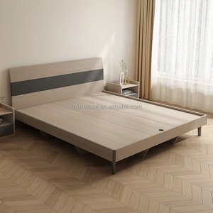 Economical Commercial 3 Star Hotel <b>Bed</b> Minimalist Solid Wood <b>Bed</b> <b>Frame</b> with Low-Profile <b>Platform</b> Base & Headboard - Product Image 1