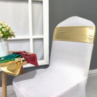 Rubans de chaise de mariage extensibles en polyester 100% avec nœud décoratif et boucle, dorure à chaud, pour banquets et fêtes à domicile, 15x35cm JIAOHUI
