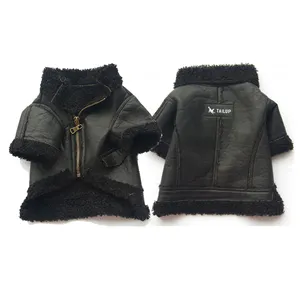 PU Material Animal Dog Apparel Pet Clothes Sport Winter Jacket CLASSIC China Solid CN;GUA Custom Cool Black in S M L XL Sizes