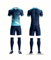 Ensemble de maillots d'entraînement de football en polyester uni, personnalisables avec logo, sublimation, uniformes de football bleus et blancs